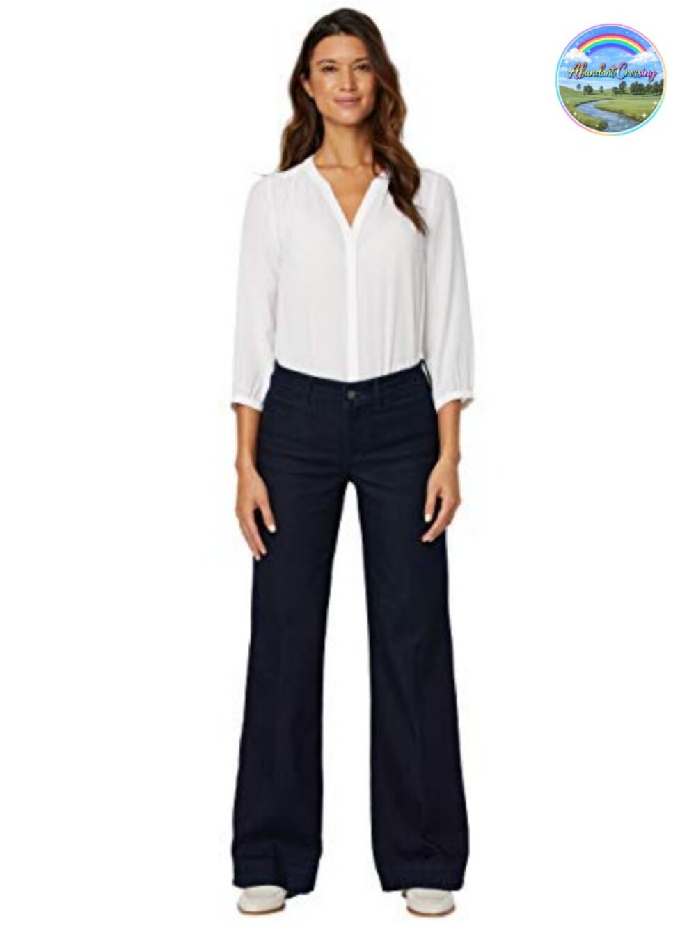 Wide Leg Trouser Jeans for Women with Lift Tuck Slimming Panel High Stretch